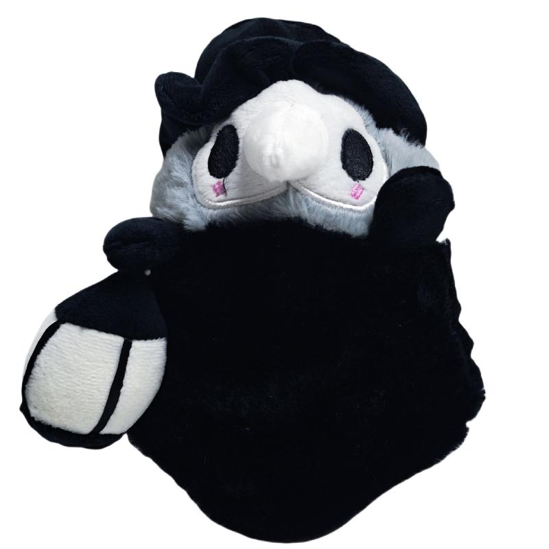 Black Gothic Character Plush Doll With Wide Brim Hat Golden Cross Robe And Yellow Eye Detail Soft Stuffed Figure For Halloween