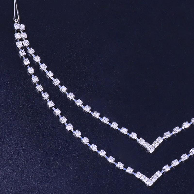 Stonefans Boho Simple Rhinestone Hair Clips Bride Wedding Headpiece Fashion Headdress Double Layers New Charming Hair Chain Girl