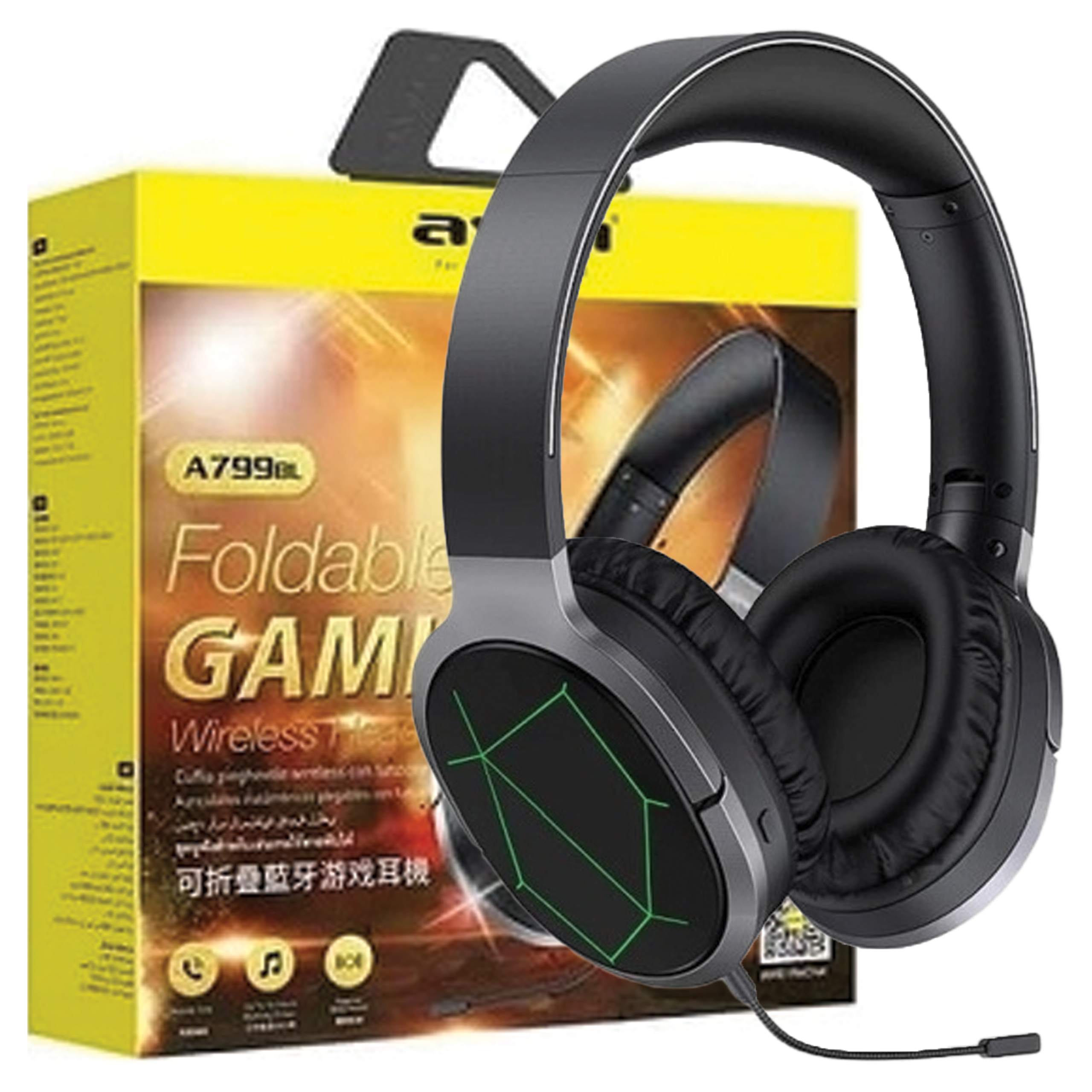 Fones de ouvido para jogos Awei Bluetooth A799Bl supra-auriculares para jogos com microfone preto/preto