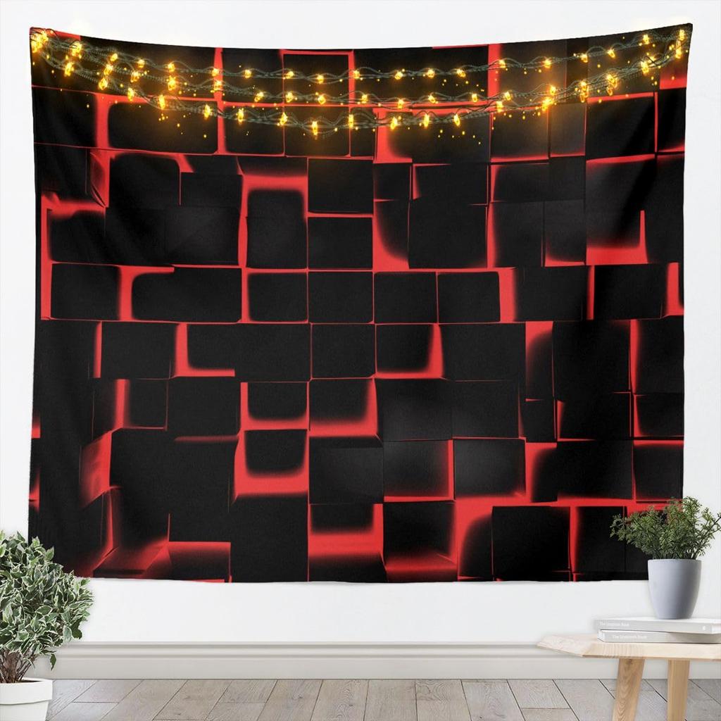 Rote und Schwarze Wandteppich Geometrische Wandkunst Moderne Abstrakte Kunst Wandbehang Decke für Wohnzimmer Schlafzimmer Luxuriöse Heimdekoration
