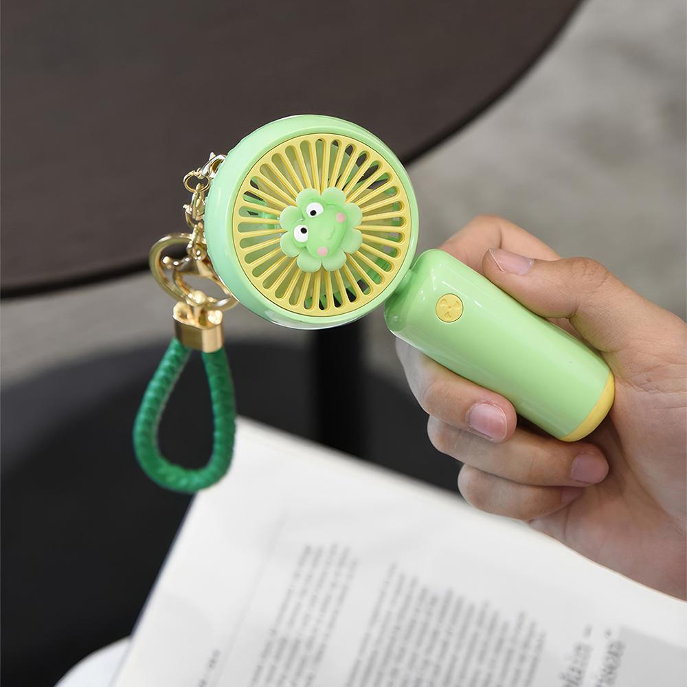 2024 New Handheld Charging Fan Cartoon Cute Small Student Charging Mini Fan with Wrist String Portable Pocket USB Fan Silent