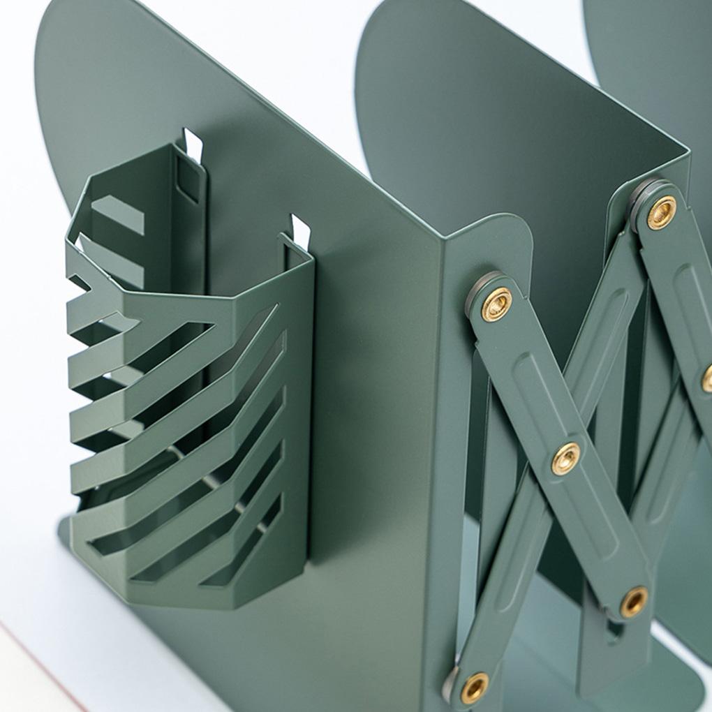 Bookend Stretchable Adjustable Anti-rust Book End with Pencil Holder