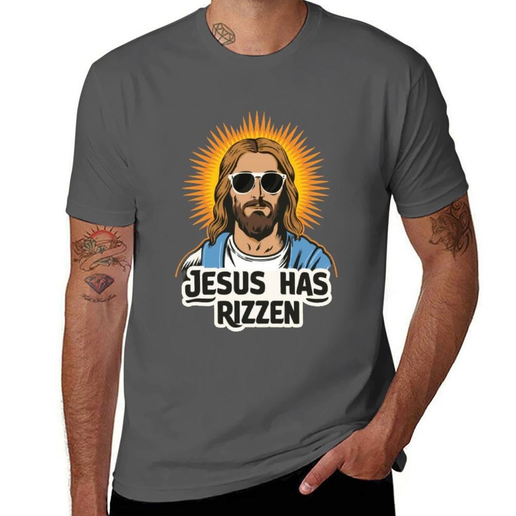 Jesus Has Rizzen Jesus Christ Has Risen Christianity Tshirt Fitness Training Breathable Tee