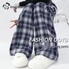 Women's Plaid High-Waist Wide-Leg Pants