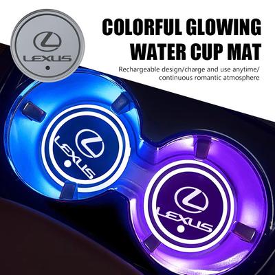 Luminous Car Coaster Water Cup Holder Pad Anti-slip Mat For UX250h RX450h RX300 GX470 CT200h RX400h NX300h RX350