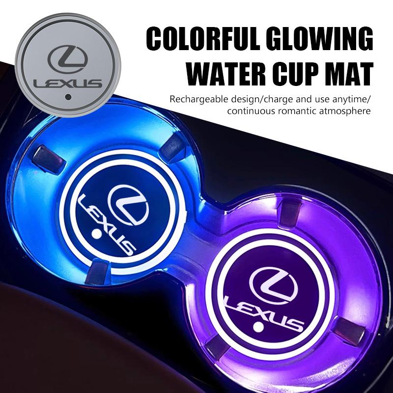Luminous Car Coaster Water Cup Holder Pad Anti-slip Mat For Lexus UX250h RX450h RX300 GX470 CT200h RX400h NX300h RX350
