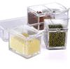Clear Seasoning Box Set of 4 Crystal Seasoning Storage Container with Spoon Clear Seasoning Rack Spice Pots for Pepper Spice