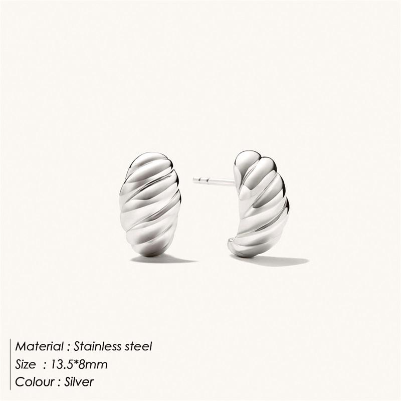 Gold Color small Stainless Steel Hoop Earrings for Women Croissant Dôme Hoops Simple EarRings Vintage Geometry