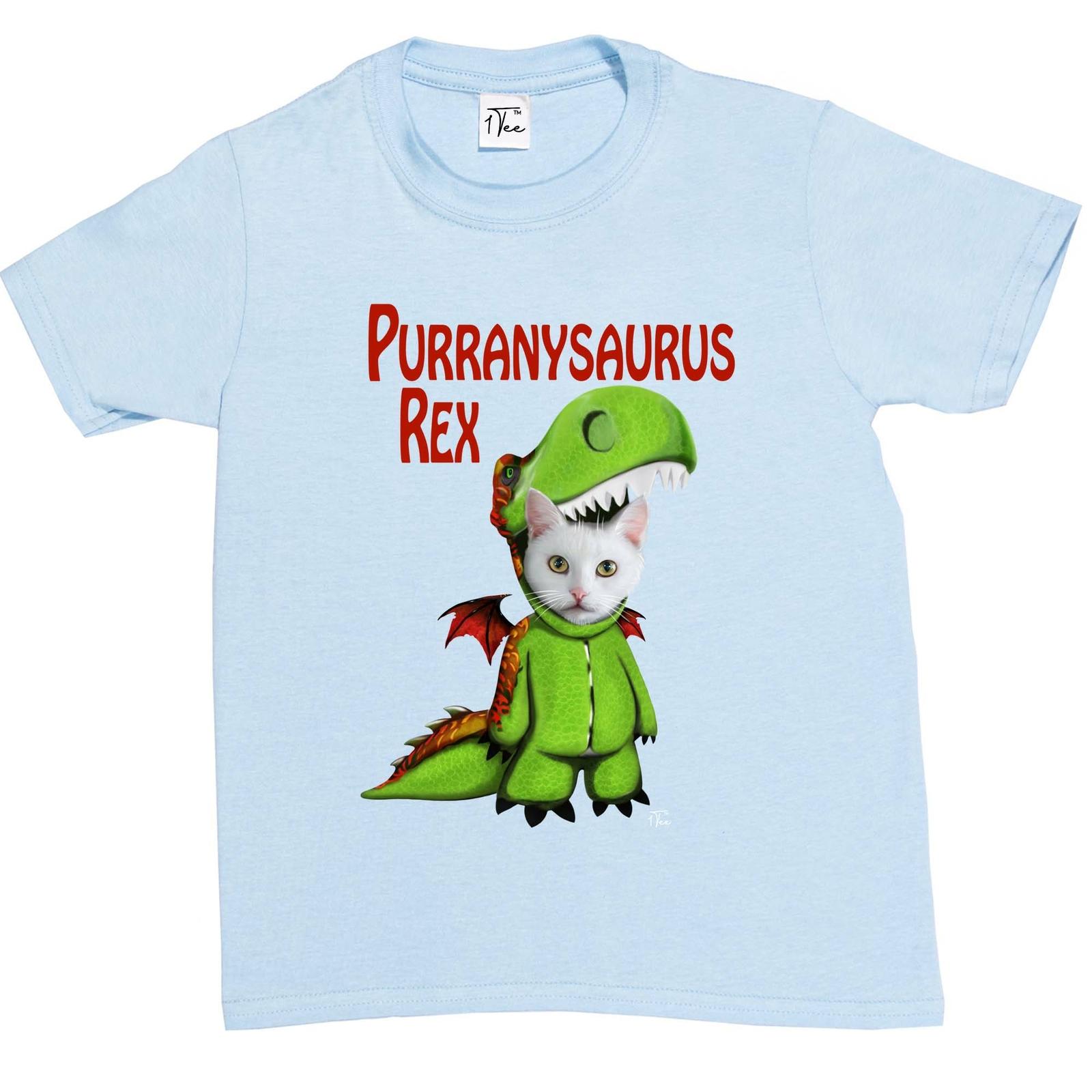 1Tee Kids Boys Purranysaurus Rex Cat T Rex Dinosaur T-Shirt XXXXL