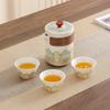 Portable Ceramic Gaiwan Tea Set - Customizable Chinese Style for Outdoor Camping, Business Souvenir with Logo.