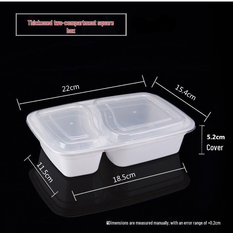 Two-Compartment 1000ml Black Rectangular Disposable Bento Lunch Box