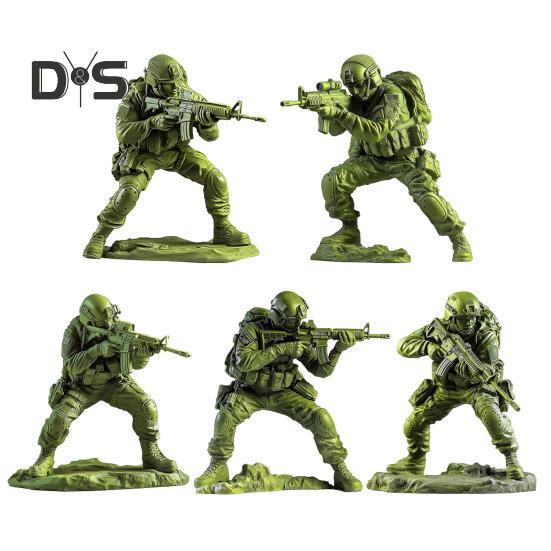 Elite Kampfsoldat Figur Grün Militärmänner Statue Sammlerstück Mini Soldatenstatue für Desktop-Dekor Militärbegeisterte Geschenk