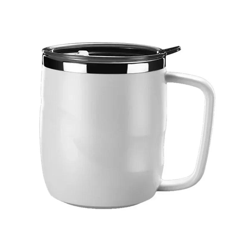 New Stainless Steel Insulated Coffee Mug with Sliding Lid Vacuum Travel Handle Camping Tea Flask for Hot Home Office Cold Drinks