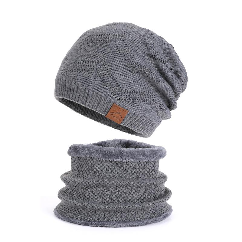Winter Knit Beanie and Neck Gaiter Set Warm Fleece Lined Slouchy Hat Scarf for Men Women