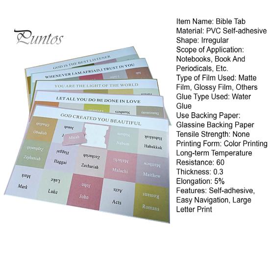 Personalized Bible Index Stickers 5 Sheets Tab Large Letter Print PVC Self-adhesive Sticky Page Marker Sticker Label Book Study Journaling Supplies