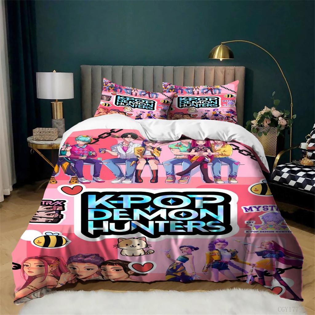 KPop Bedding Duvet Cover Set 3 Pieces Soft and Breathable Duvet Cover Set for All Season Quilt Cover with Zipper