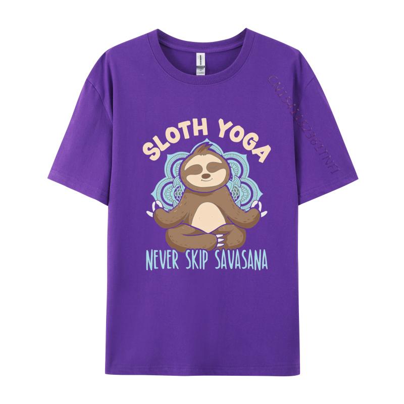 Sloth Yoga Never Skip Savasana Fitnes Tshirts Men Cotton Printing TShirt Fashion Tshirt Gothic Animes