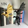 Decorative Shelf Accents Double Dragon Bookends, Vintage Fantasy Flying Bookshelf Decor, Stable Office Desk Ornament Sculpture Book Stopper