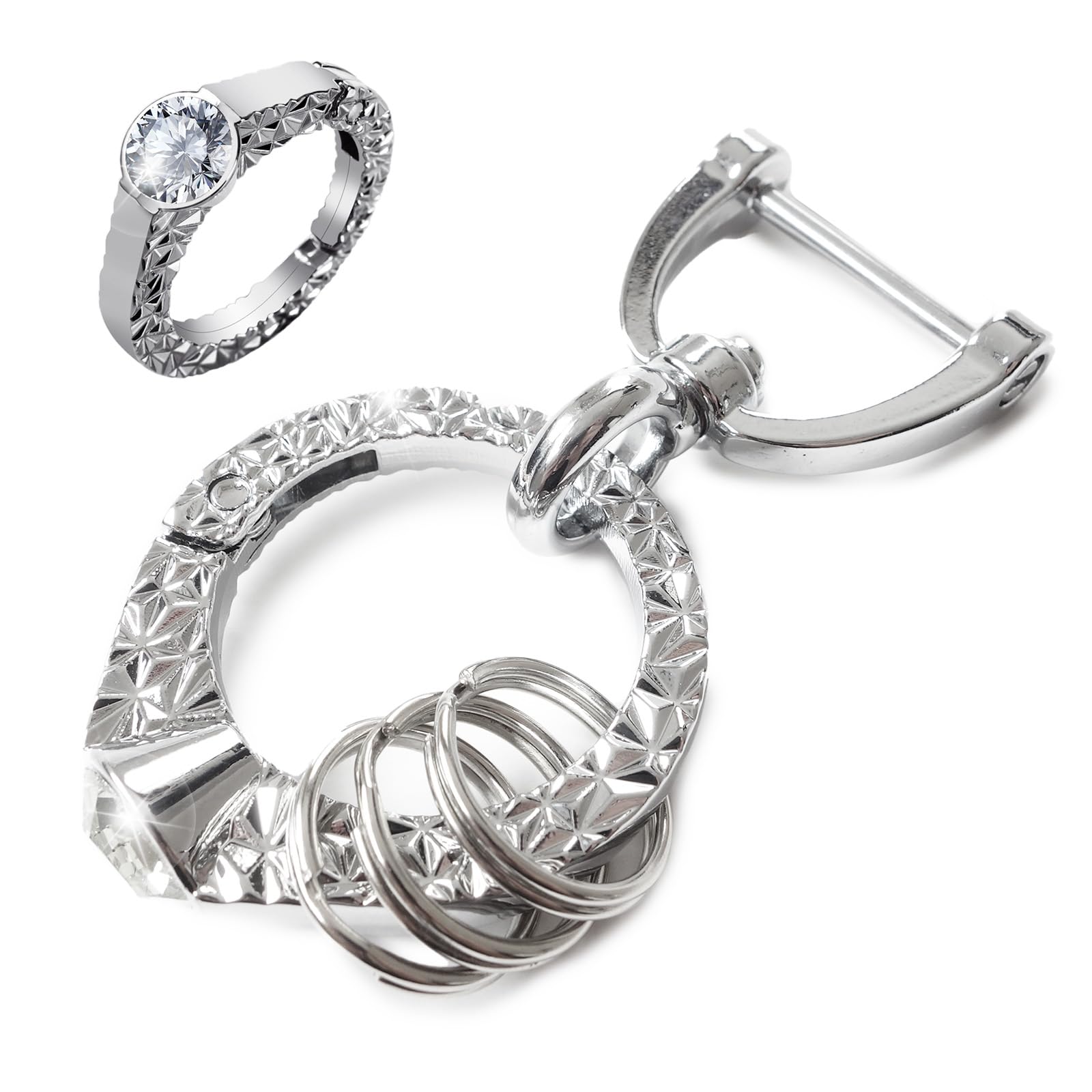 

MKMC Sparkling Hawaiian Jewelry Design Key Fits and Bicycle Keys Women s Ring, Car, Home, (Silver) [Used]