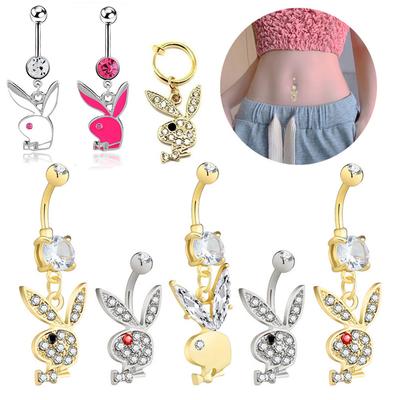 Rabbit Navel Nail Smooth Stainless Steel Personality Universal Navel Button Navel Ring Piercing Jewelry Women Accessories