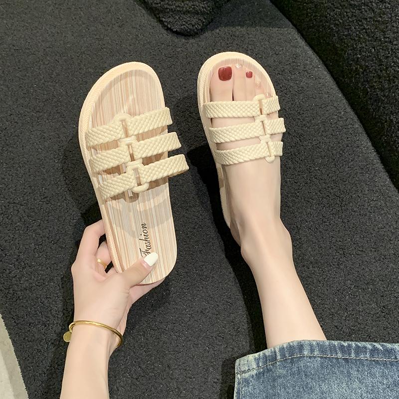 

Fashion Summer Women s New PVC Outdoor Casual Slippers Outdoor Solid Color Beach Flat Sandals for Women Chaussure Femme Ladies Shoes 36