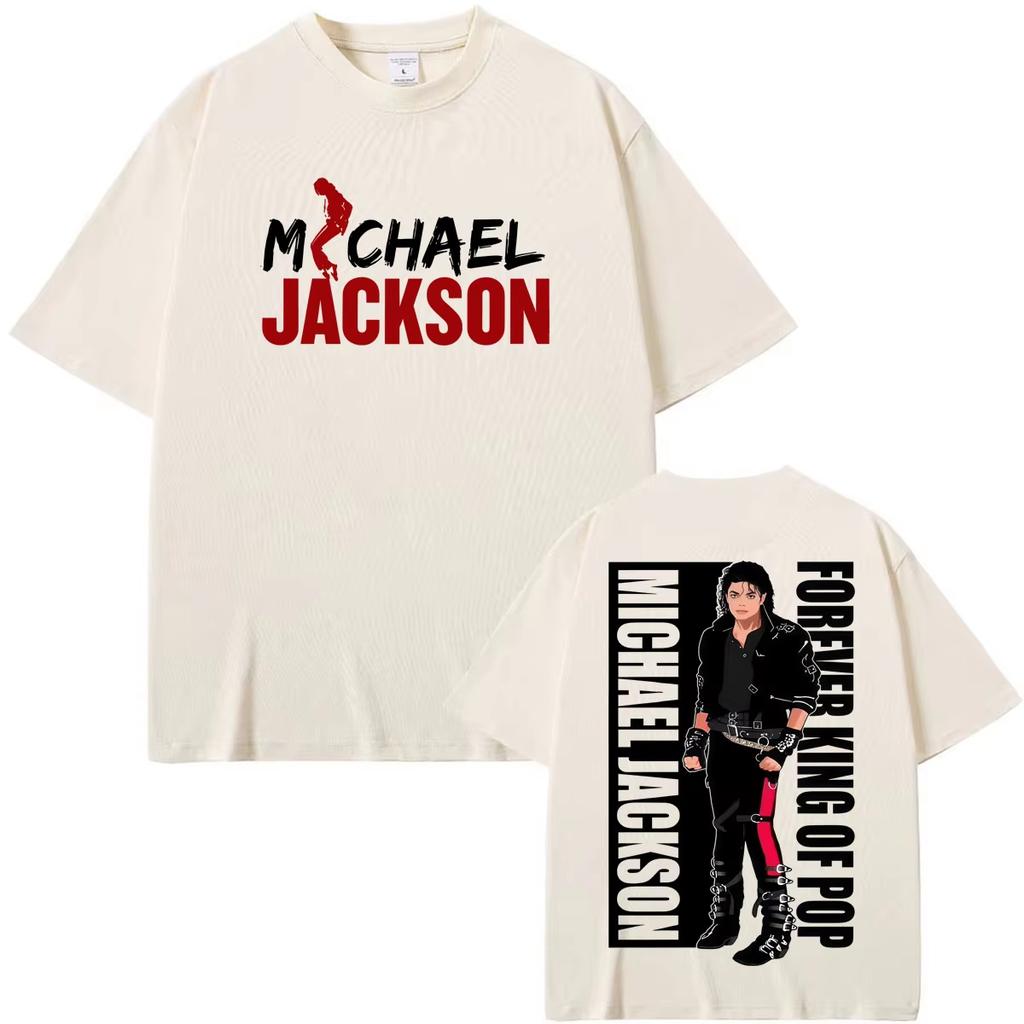 T-shirt Merch Michael Jackson Roi de la Pop pour Toujours Hommes Femmes Vintage Hip Hop High Street T-shirts Oversize Unisexes Harajuku haute qualité
