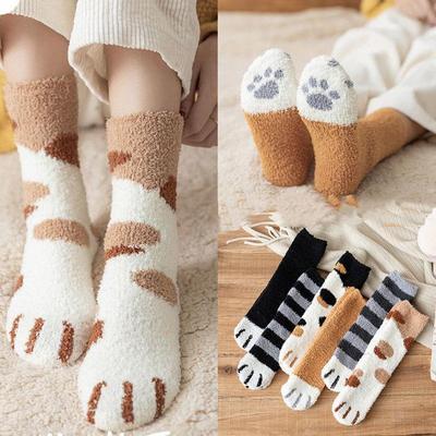 Calcetines de Invierno de Terciopelo y Forro Polar Coral para Mujer - Lindos Calcetines Esponjosos de Estilo Japonés para Casa y Dormir