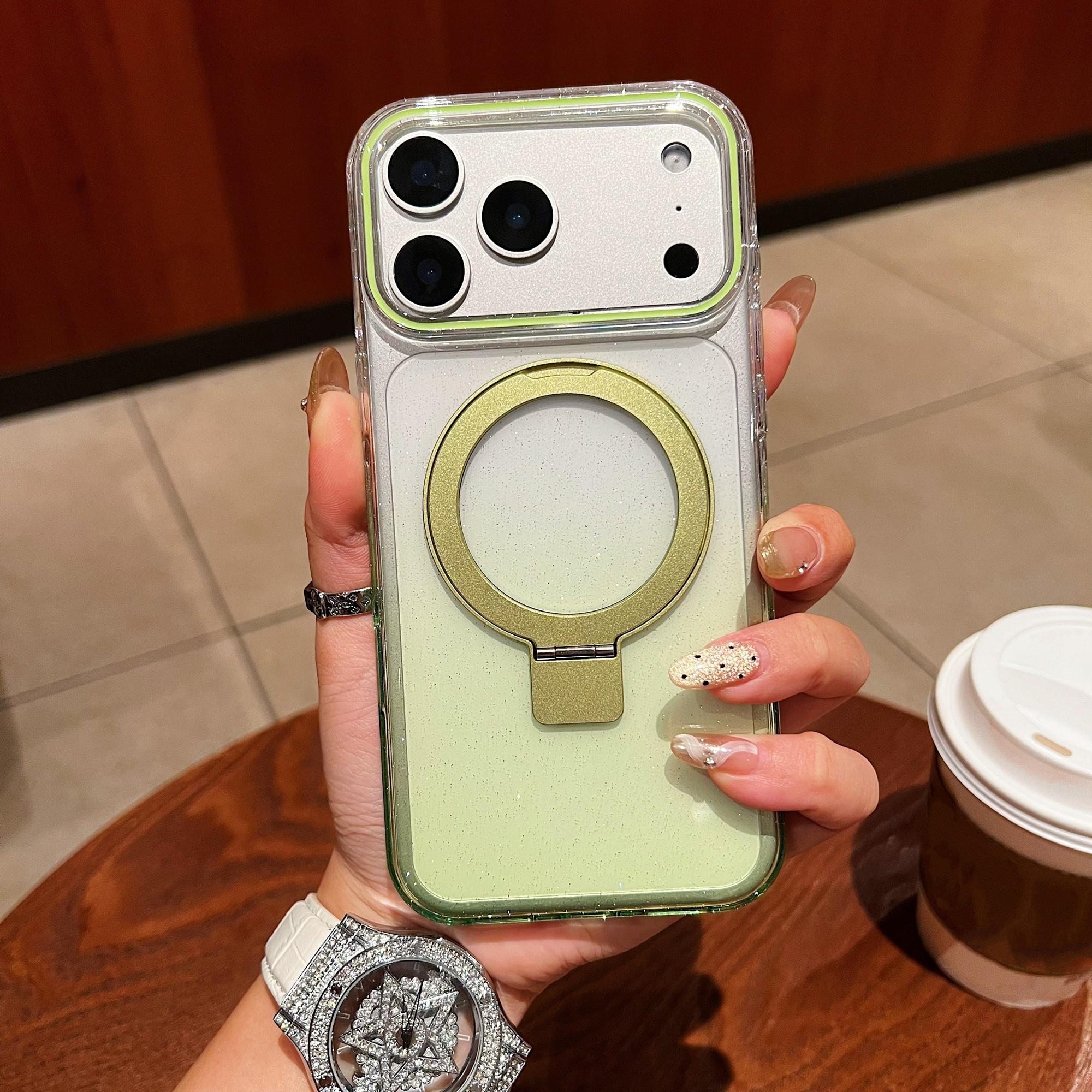 

For iPhone 17 Pro Magnetic Case Kickstand Gradient Clear TPU Phone Back Cover