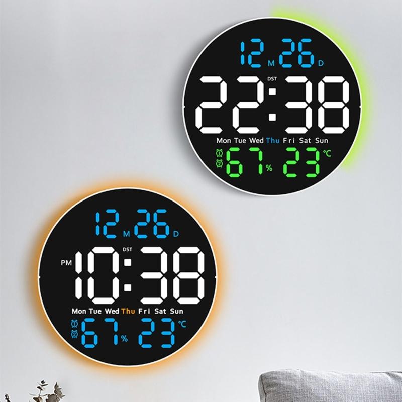 10Inch Large Digital Wall Clock Remote Control 2 Alarms Big LED Display 10 Brightness For Living Room Elderly Gift