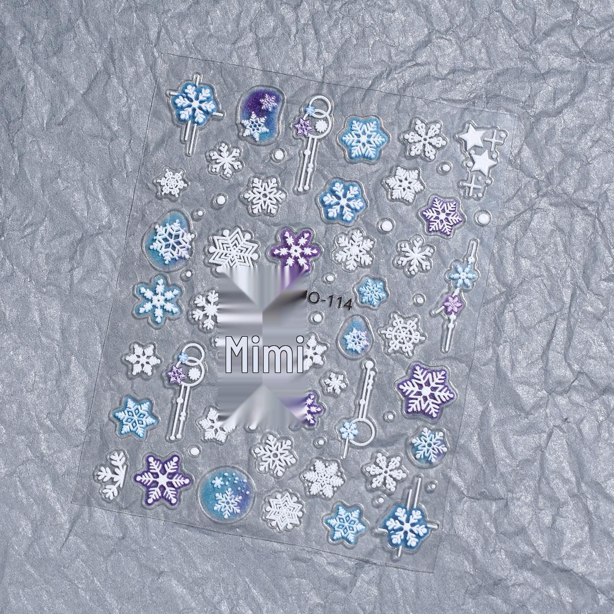 

3D Тисненые Наклейки для Ногтей Снежинки: Белые самоклеящиеся зимние рождественские наклейки для ногтей