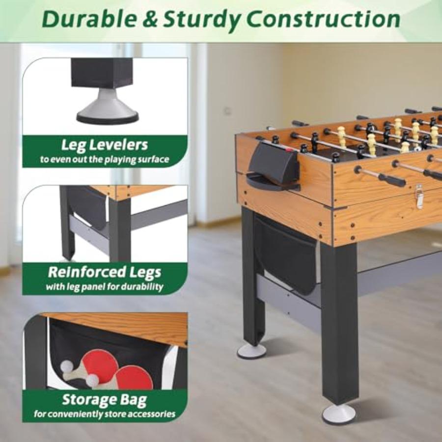 4in1 Multi Game Table 54 Combination Game Table Set for Adults Combo Game Table for Home Game Room with Soccer Billiards Tablet