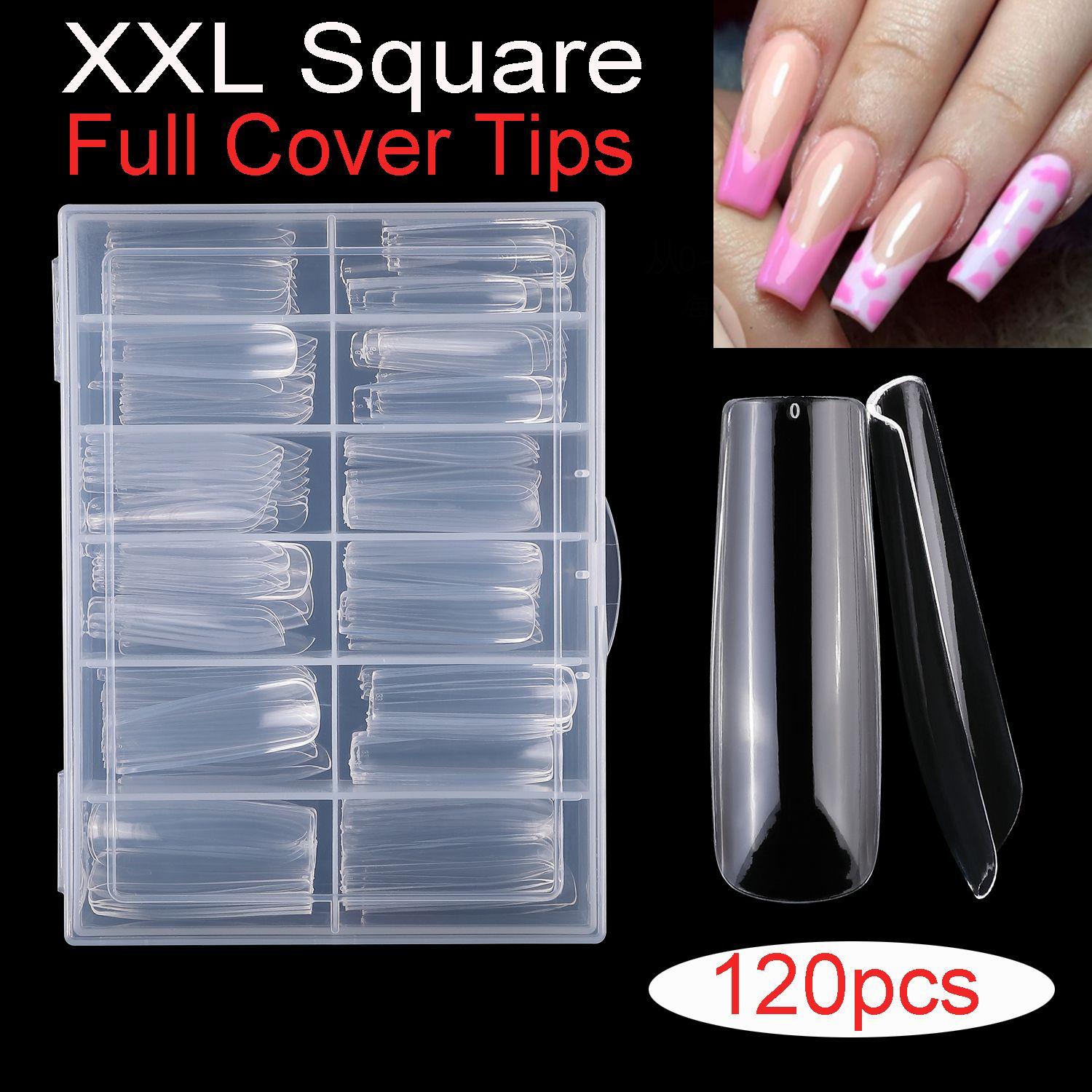 

Салон Поставка Длинный ABS Акрил Чистый Полный Чехол XXL Квадратные наконечники для ногтей Квадратные наконечники ногтей Пресс на ногтях