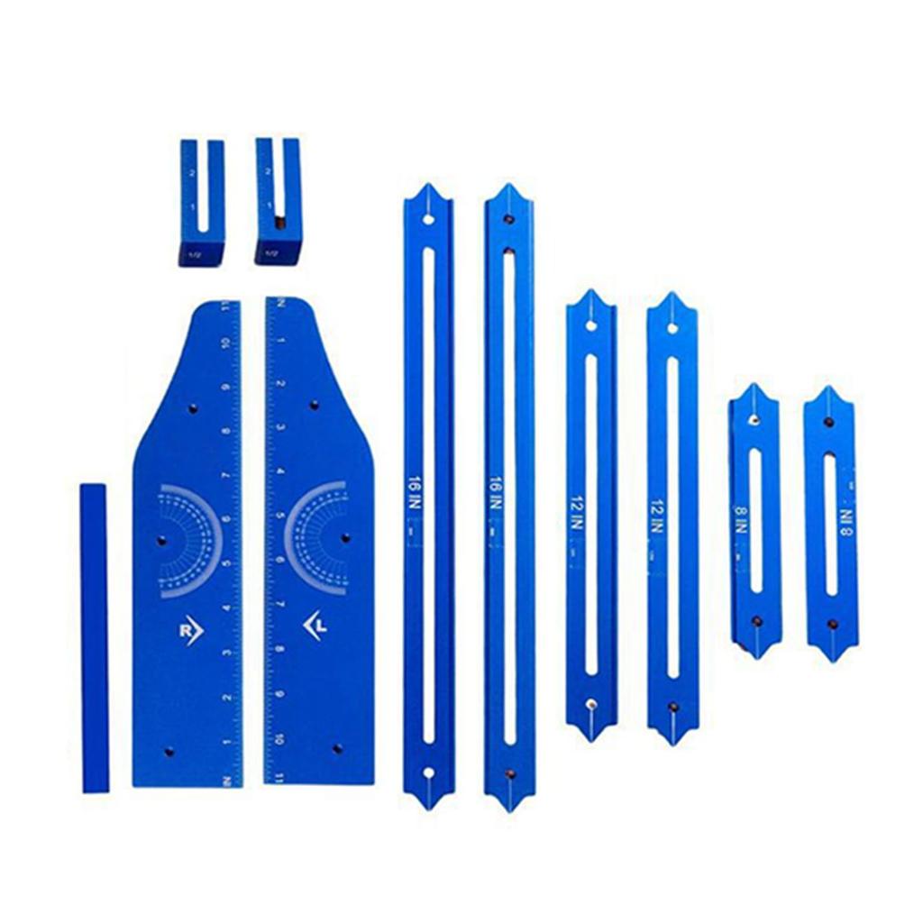 Stair Tread Template Tool Jig Aluminum Alloy Length Depth Measuring Gauge with Case for Layout Proje