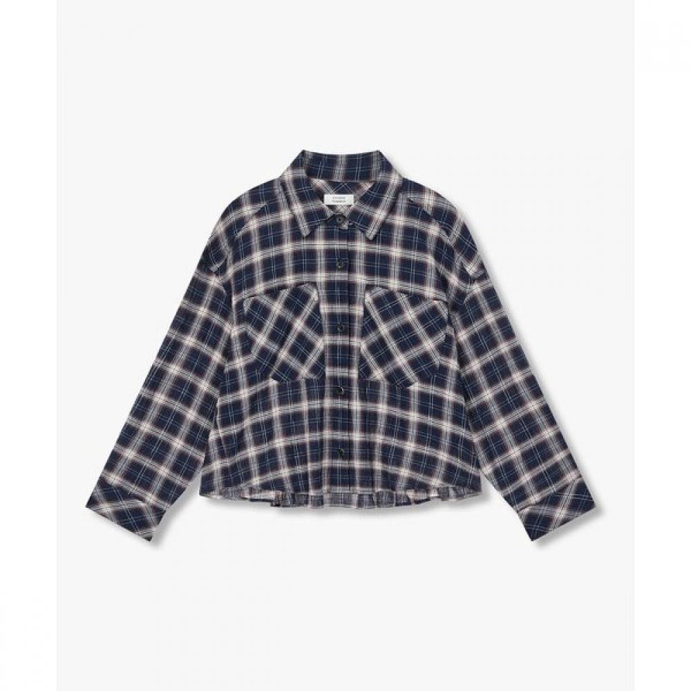 Studio Tomboy Check Pattern Crop Shirt 9176221982 navy/OS