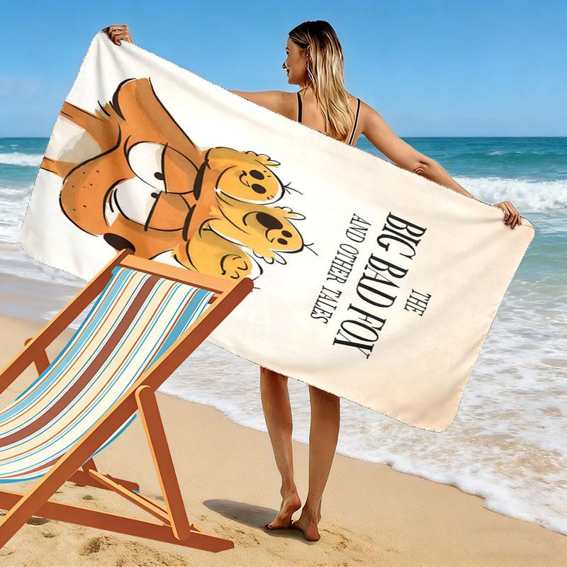 Big Bad Fox Print Beach Towel, Large Soft Quick Dry Towel for Beach Camping Swimming