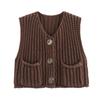 Damen S Ärmellose Kurze Gestrickte Cardigan Weste Mit Taschen