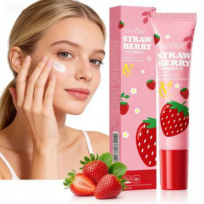 SADOER Erdbeer Vitamin C Augencreme Verbessert Falten um die Augen Nährt und strafft die Augenpartie Entfernt Augenringe Hautpflege für die Augen