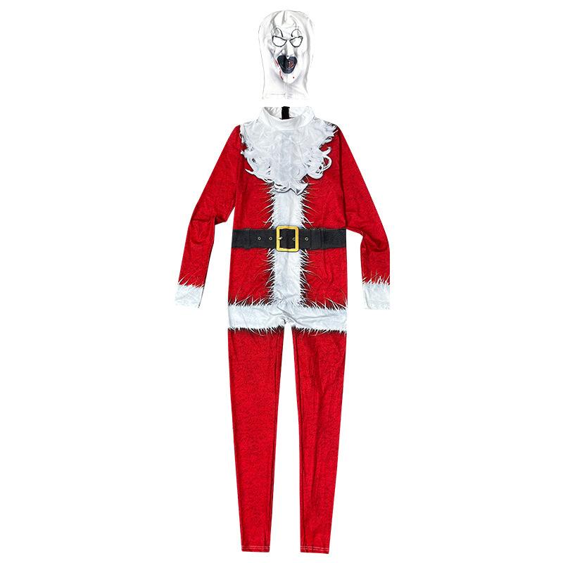 

Halloween costume, broken soul cosplay clown Santa Claus, horror hood tights play costume XL