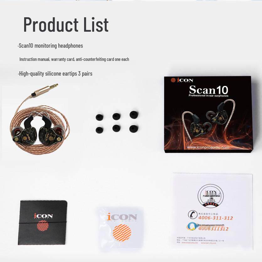 

iKcon Scan10 Wired In-Ear Monitor & Sound Card for Streamers (No Mic) Standard