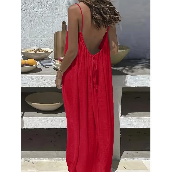 2026 New Women's Strap Dress with Open Back, Loose-fitting Home Wear Dress