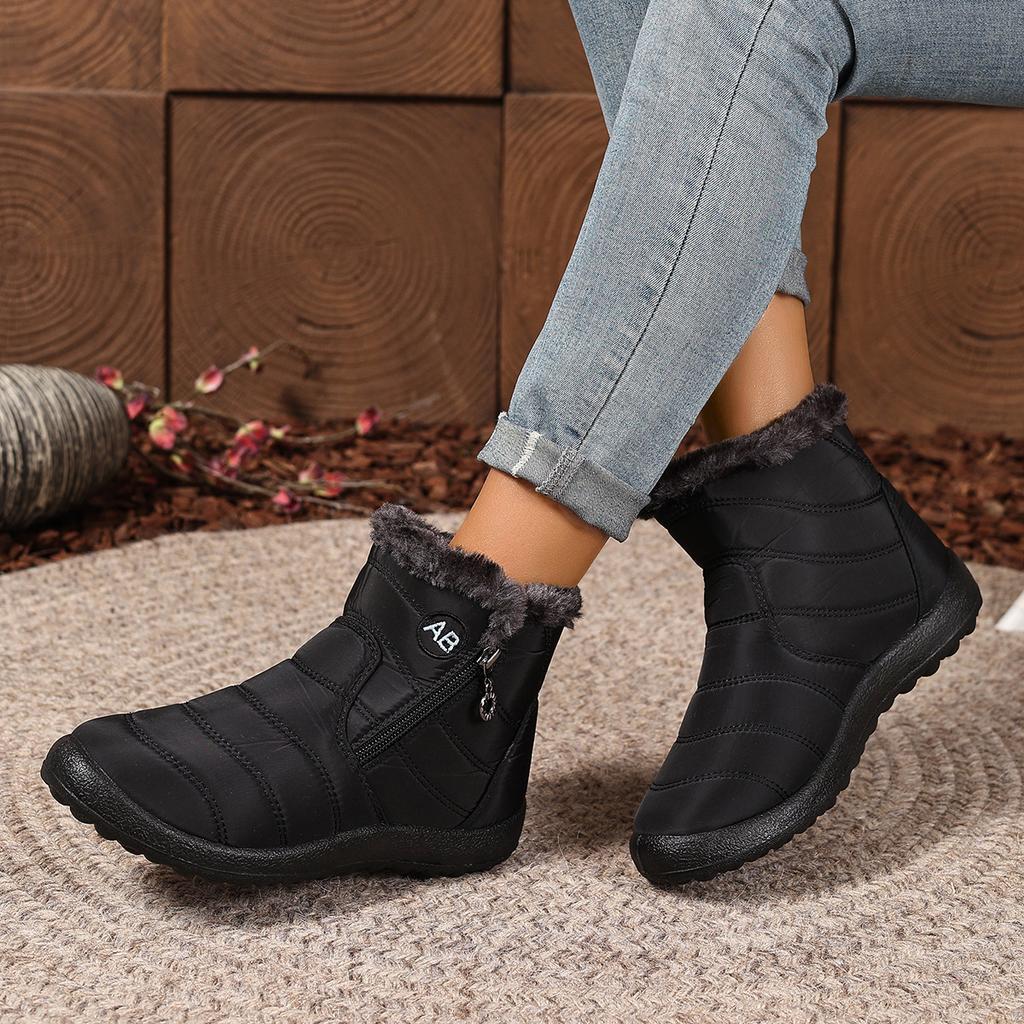 New women's waterproof thick sole lightweight comfortable padded warm non-slip wear snow boots - side zipper high top shoes