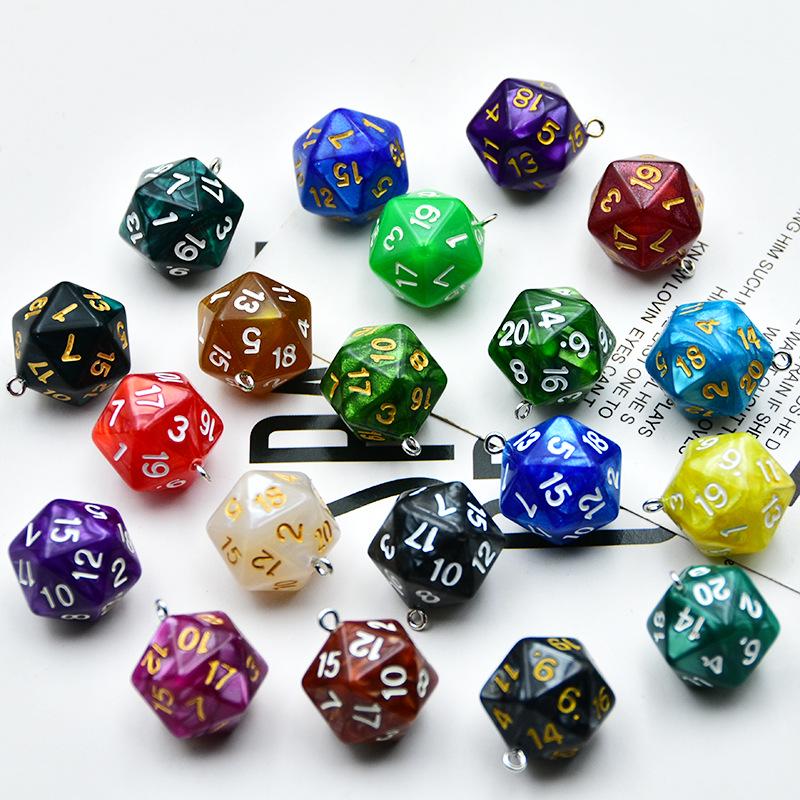 Cross-Border 20-Sided Acrylic Dice with Pearl Texture for Role-Playing DIY Accessories