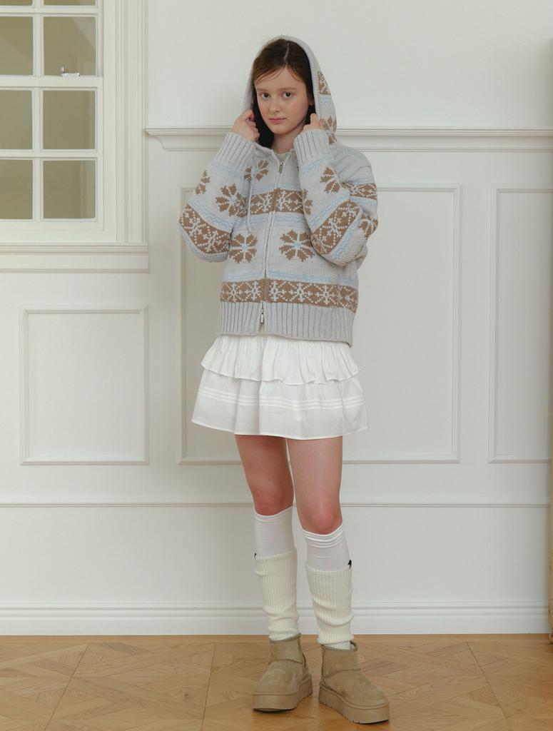 CLUNY Snow Alpaca Knit Zipup Cardigan - Gray