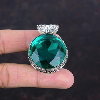 Faceted Chrome Diopside Pendant Vintage Jewelry Genuine Gemstone Pendant 925 Sterling Silver Pendant Handmade Designer Pendant Gifts for Her