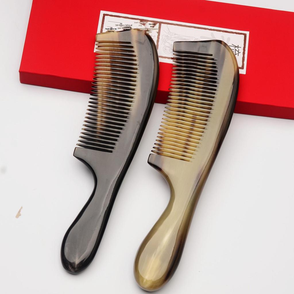 Large Anti-static Black Buffalo Horn Comb for Long Hair