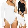Women Jumpsuit Solid Color Extra Soft High Waist One-shoulder Design Washable Dress-up Polyester Summer Sexy One-Piece Women Bodysuit for Women