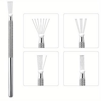 Multifunctional Bendable Stainless Steel Nail Art Pens with Multiple Tips and Brushes
