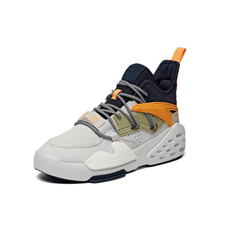 Anta Bastard 5 Cushioning Slip Resistant Mid top Skateboard Shoes Men's Gray White 112018087-6