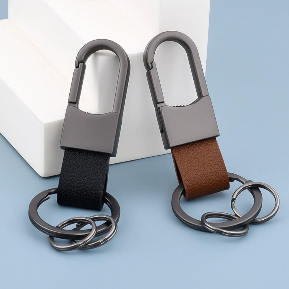 

Metal Pu Leather Keychain Anti-Lost Car Trinket Keyring Car Accessories серый