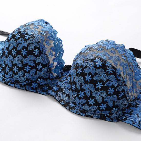 European and American Women Lingerie Ultra Thin Cup Underwear Top Sexy Lace Brassiere Plus Size Embroidered Bra